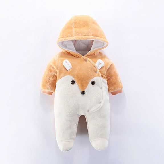 SDJMa Newborn Baby Snowsuit Onesie Winter Coat Warm Cute Cartoon Animal Footie Romper for Infant Girls Boys