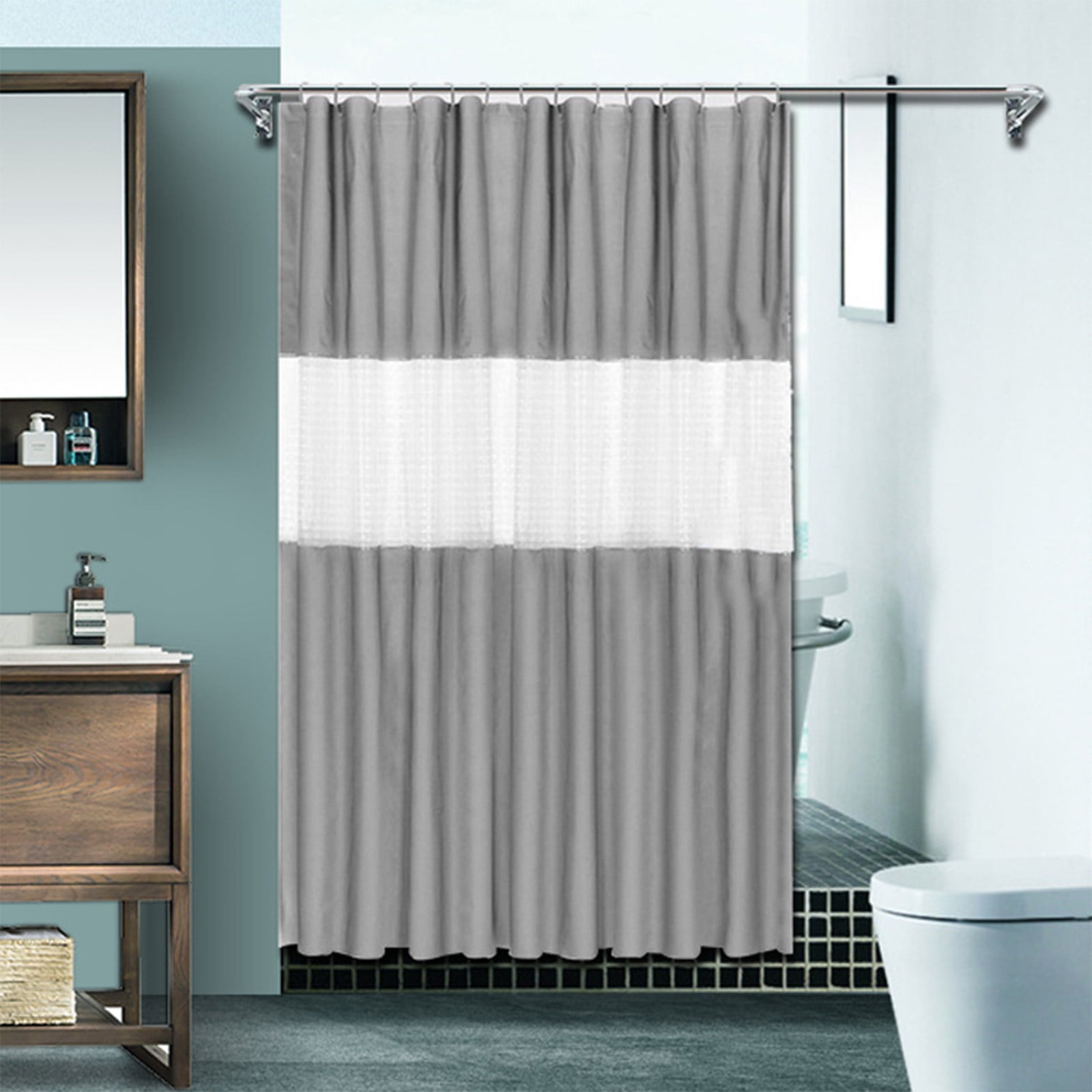 SDJMa No Hook Shower Curtain, Made with PEVA 71" x 71" Long Shower