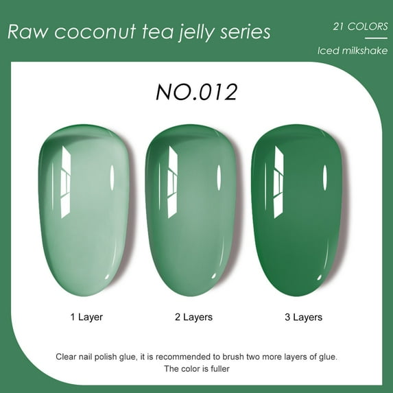 SDJMa Jelly Gel Nail Polish, Jelly Nude Green Gel Polish, Crystal Transparent Gel Polish Nail Art Varnish Manicure Collection Gift