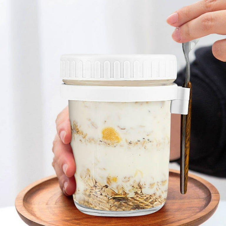 Overnight Oats Containers With Lids And Spoons: 24 Oz Mason Jars