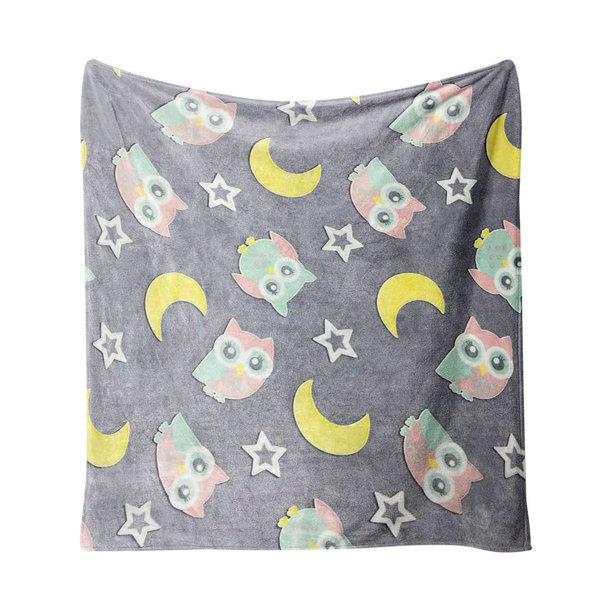 SDJMa Owl Blanket Glow in The Dark Luminous Moon Blanket for Kids