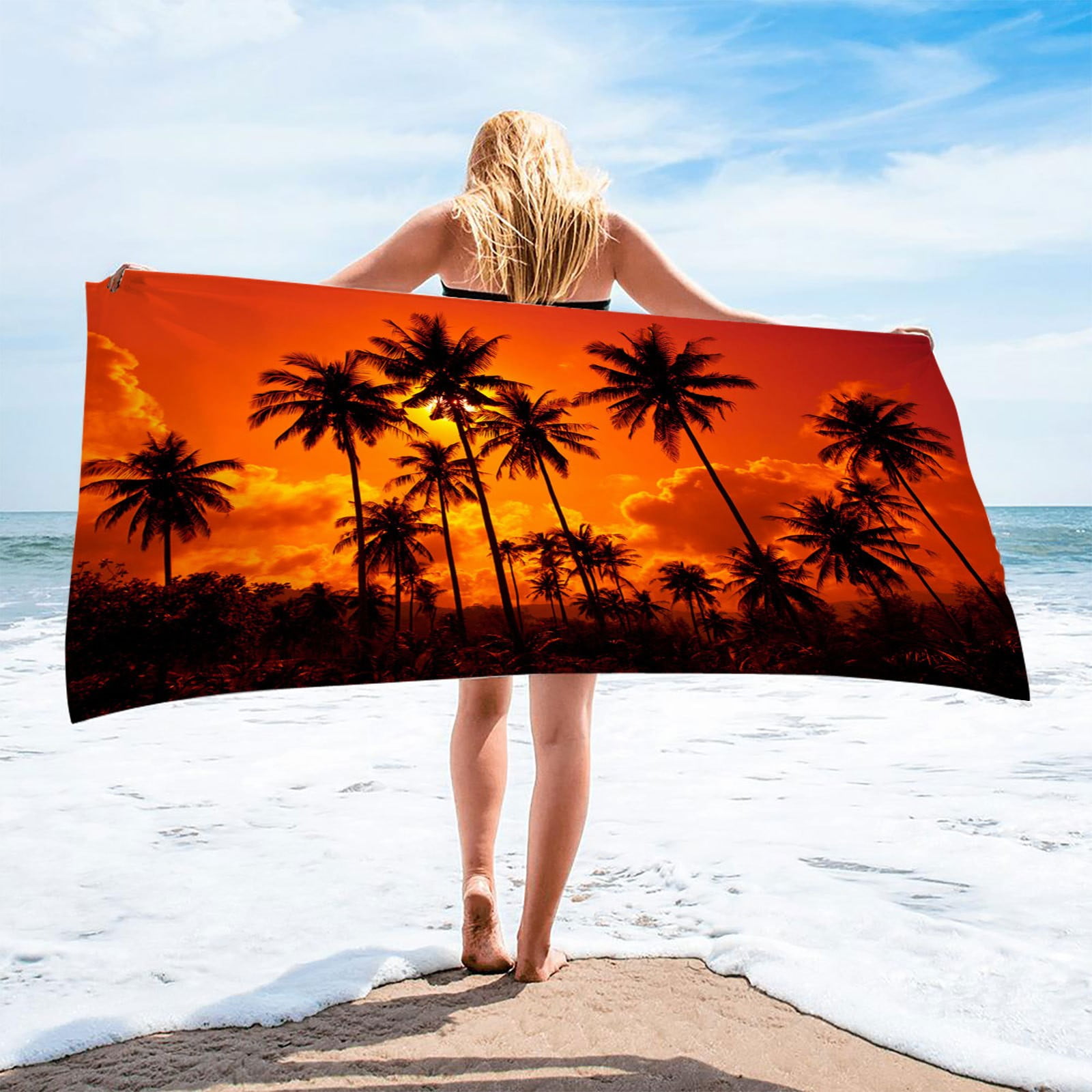 Super Soft Dog Print Beach Towel 32x52 Inches - Sand Resistant Microfiber Pool Bath Towel