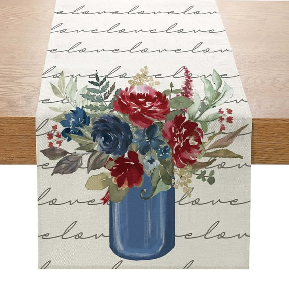 SDJMa Patriotic 4th of July Table Runner, Memorial Day American Flag Gnomes Kitchen Dining Table Decor for Indoor Outdoor Home Party Decoration 13 x 72 Inch