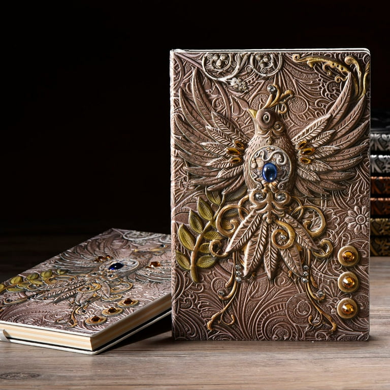 SDJMa Phoenix Journal,3D Embossed Notebook,Travel Diary Book