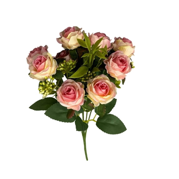 SDJMa Pink Rose Artificial Flower, Real Touch Fake Flower with Stem for ...