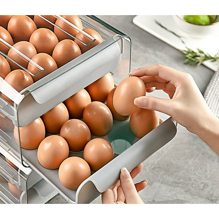 Egg Holder For Refrigerator - Auto Rolling Egg Organizer 3 Layer - Stacked  Egg Tray Fridge Egg Storage Container - Hold 21 Eggs