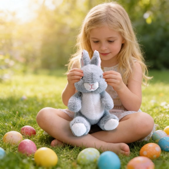 SDJMa Plush Easter Bunny Decoration, Soft Stuffed Rabbit for Spring Easter Home Nursery Decor