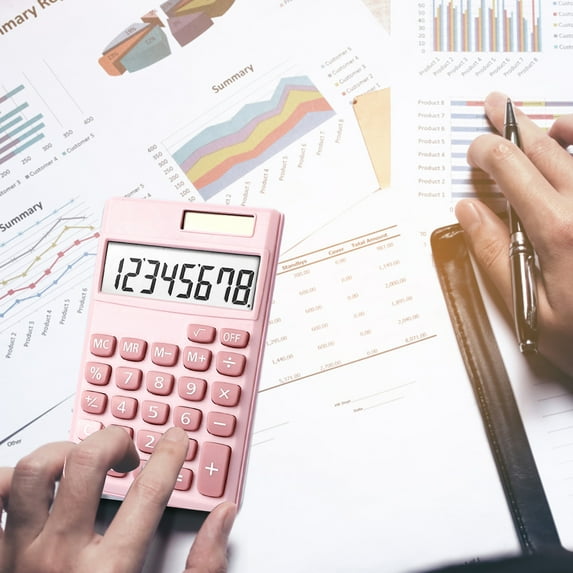 SDJMa Pocket Calculator, 8-Digit Basic Calculator with LCD Display, Solar and Battery Double Power, Mini Desktop Calculator for Home Office School Students Kids Adults