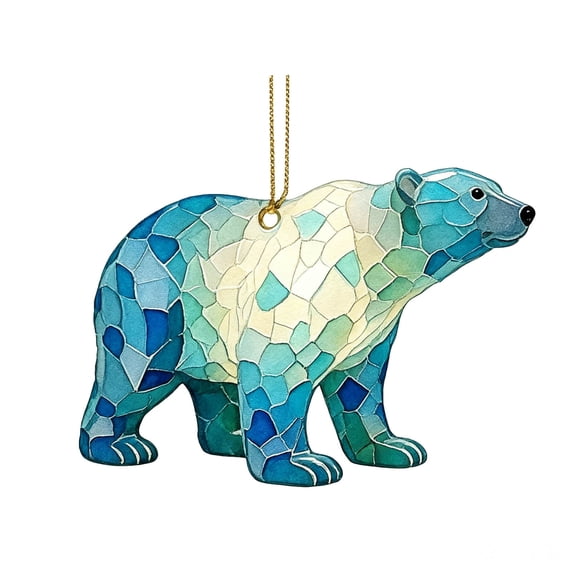 SDJMa Polar Bear Suncatcher, 2D Flat Acrylic Polar Bear Ornament for Christmas Tree, Gifts for Ocean Animal Lovers