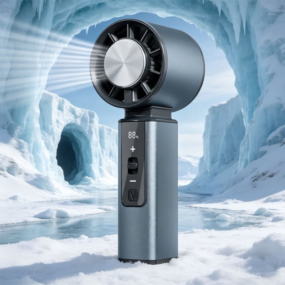 SDJMa Portable Handheld Turbo Fan with Ice Cooling, Mini Personal Fan with 100 Levels Stepless Speed, Digital Display, 1000mAh USB Rechargeable Pocket Fan for Outdoor Travel, Gifts for Women