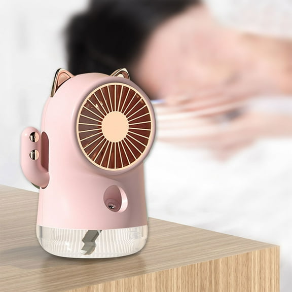 SDJMa Portable Misting Fan for Bedroom, USB Rechargeable Personal Cooling Mister Fan with 3 Speeds, Small Desk Spray Mist Fan for Home Office Travel Outdoors, Cute Cat Shaped Decoration Gift