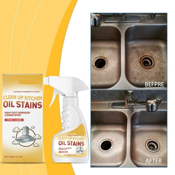 SDJMa Powerful Oil Stain Remover Spray, Instantly Dissolves Grease & Sticky Residue on Stoves, Countertops & Appliances, 120ml