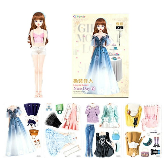 SDJMa Princess Dress Up Paper Doll Dress Up Games, Dress Up Dolls for Girls Ages 4-7, Pretend and Play Travel Playset Toy Dress Up Dolls for Girls