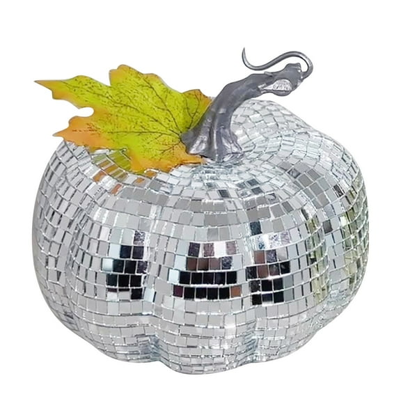 SDJMa Pumpkin Disco Ball, Artificial Pumpkin Shape Disco Balls, Cool Reflective Light Mirror Balls, Disco Pumpkin for Decor, Halloween Home Decor Holiday Decorations Mirror Pumpkin Decor (Silver)