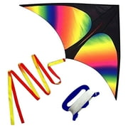 SDJMa Rainbow Cruiser Delta Kite-Rainbow KITE, 57"x30.9",Easy to Fly Kites for Kids, Adults, Girls, Boys.Kite for The Beach,Easy Fitting,Free Stacking Kit,Functional&Decorative Tails