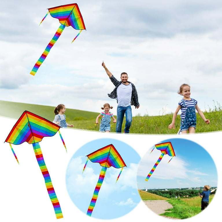 SDJMa Rainbow Delta Kite - Children's Outside Toy, Easy to