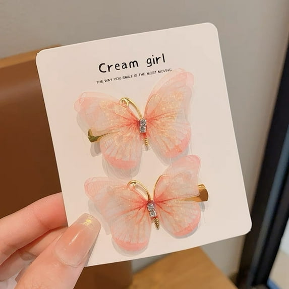 SDJMa Rainbow Glitter Butterfly Hair Clips for Toddlers and Kids , Sparkly Sequin Bows (B)