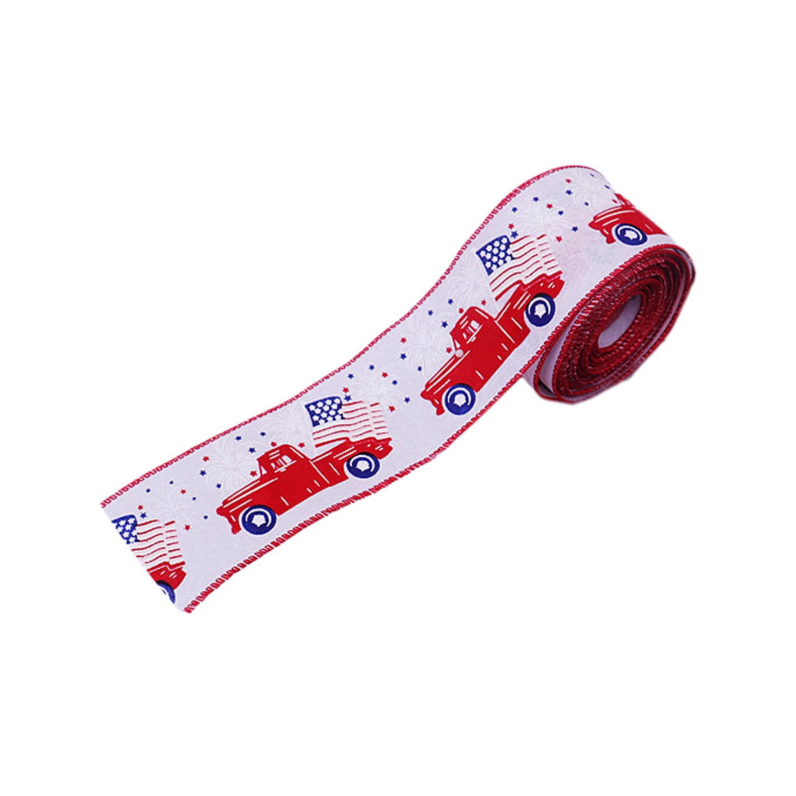 SDJMa Red White and Blue Ribbon Stars and Stripes Wired Edge