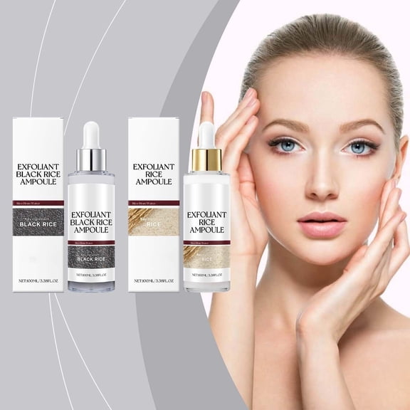 SDJMa Rice Enzyme Exfoliating Ampoule Set, Gentle Face Peeling Solution, Brightening, Pore Refining, Hydrating Facial Scrub, 100ml (Black+White)