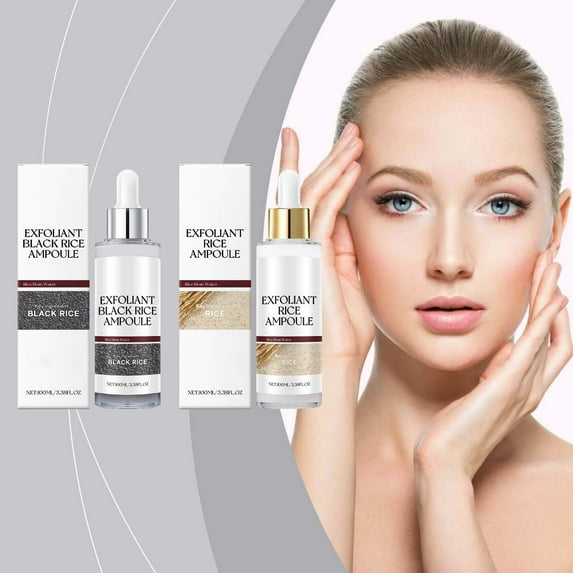 SDJMa Rice Enzyme Exfoliating Ampoule Set, Gentle Face Peeling Solution, Brightening, Pore Refining, Hydrating Facial Scrub, 100ml (Black+White)