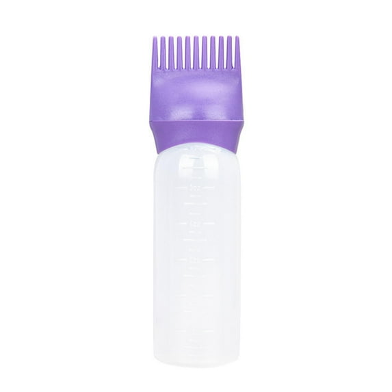 SDJMa Root Comb Applicator Bottle, Oil Applicator for Hair Dye, Bottle Applicator Brush with Graduated Scale (Purple)