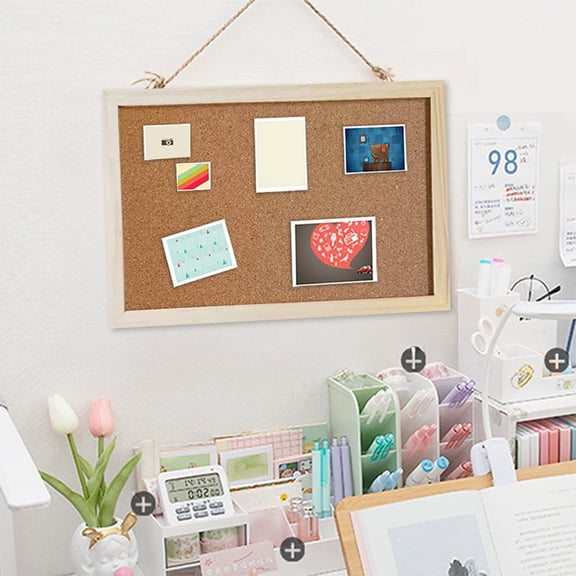 SDJMa Rustic Wall Mount Cork Board for Home Office, 24" x 36", Brown