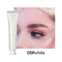 SDJMa Sequins Body Glitter Gel,Mardi Gras Face Glitter Singer Concerts Festival Rave Accessories,Mermaid Sequins Glitter Face Paint,Chunky Hair Sparkling Halloween Glitter Gel for Women(White)