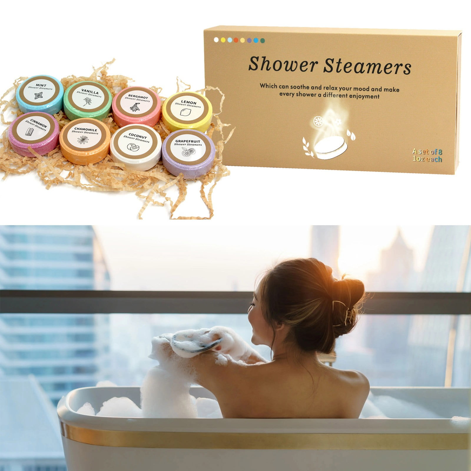 SDJMa Shower Steamers Aromatherapy - 8 Pack Pure Essential Oil Shower Bombs for Home Spa Self Care - Stress Relief and Relaxation Bath Gifts for Birthday Christmas Gifts