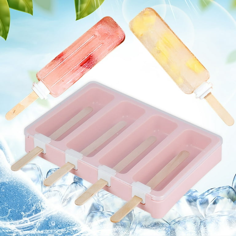 SDJMa Silicone Popsicle Molds 4 Cavities Large Cakesicles Silicone Mould  Oval Cakesicle Mold Bpa Free Homemade Cake Pop Mold with Lid for DIY  Popsicle