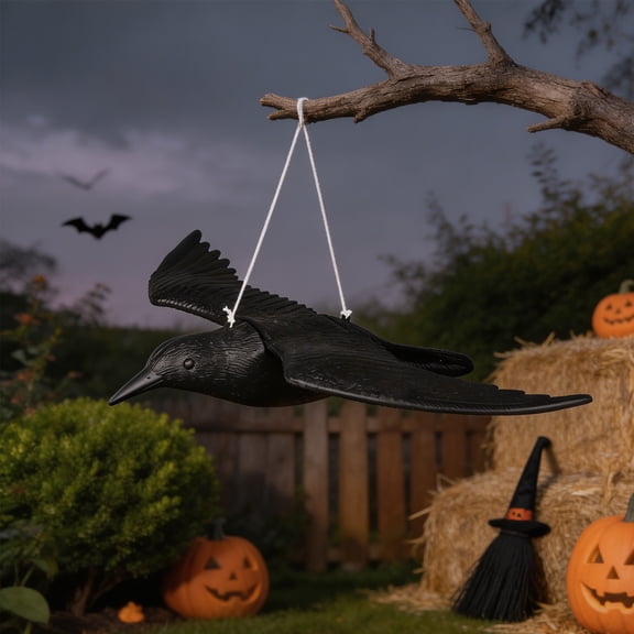 SDJMa Simulation Crow, Hanging Crow Decoration for Halloween Party Home Patio Garden Yard Tree Decor