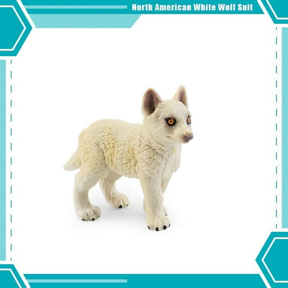 SDJMa Simulation White Wolf Animal Model Static Roaring Wolf Walking Wolf Cub Desktop Sand Table Decoration Ornaments