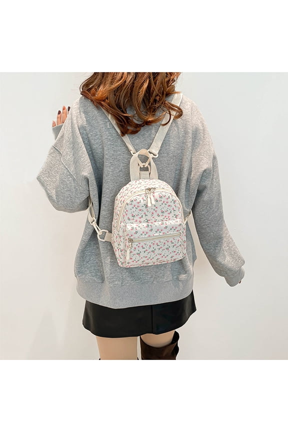 Small Backpack For Women, Cute Flowers Printed Mini Shoulder Bag with Adjustable Strap, Lightweight Backpack Purse for Lady