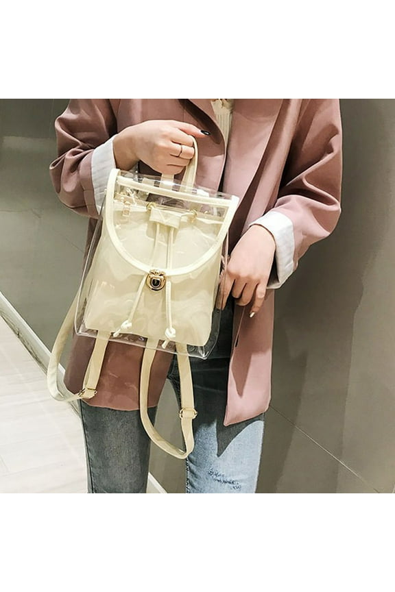 Small Clear Backpack Stadium Approved 9.7"x8.5"x3.9" Clear Mini Stadium Concert Festival Bag, Transparent Bag with Opaque Zippered Compartment Pocket