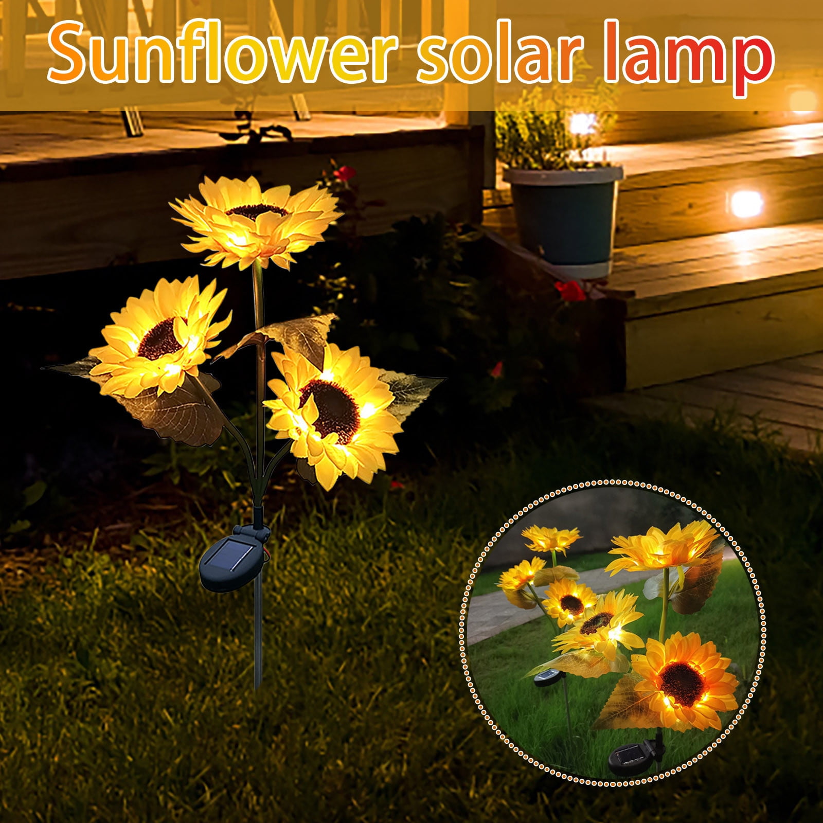 SDJMa Solar Lights Outdoor Garden, LED Solar Powered Sunflower Pendant ...