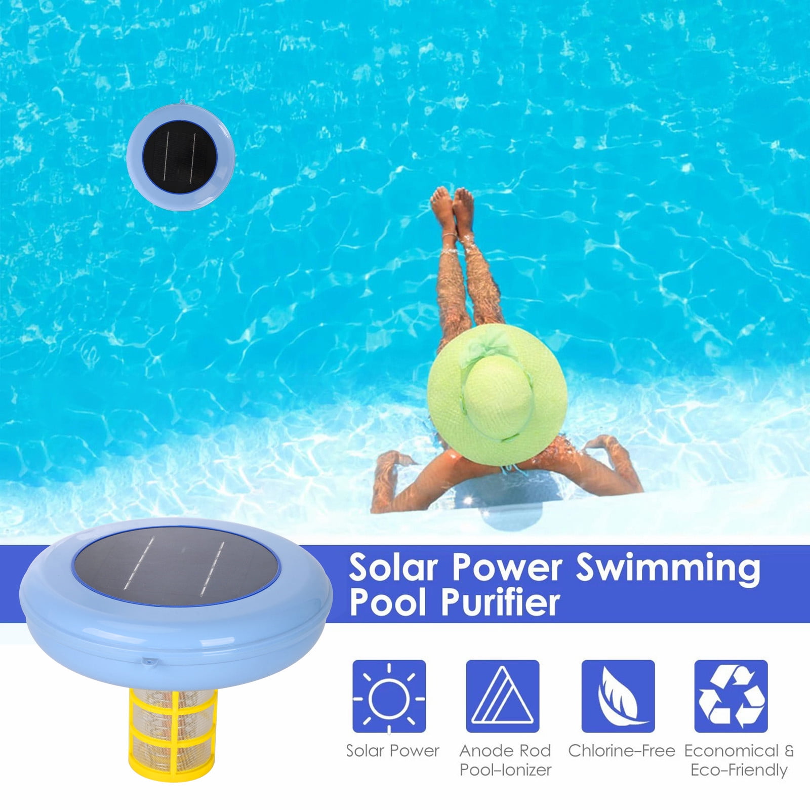 SDJMa Solar Pool Ionizer Reduces Chlorine Kill Algae in Pool