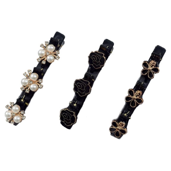 SDJMa Sparkling Crystal Stone Braided Hair Clips,2/3PCS Braided Hair Clips,Rhinestone Braided Hair Clip for Thick Hair