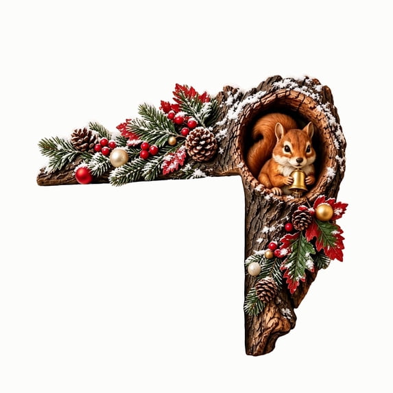 SDJMa Squirrel Christmas Door Topper, Red Berries Snow Branch Printed ...