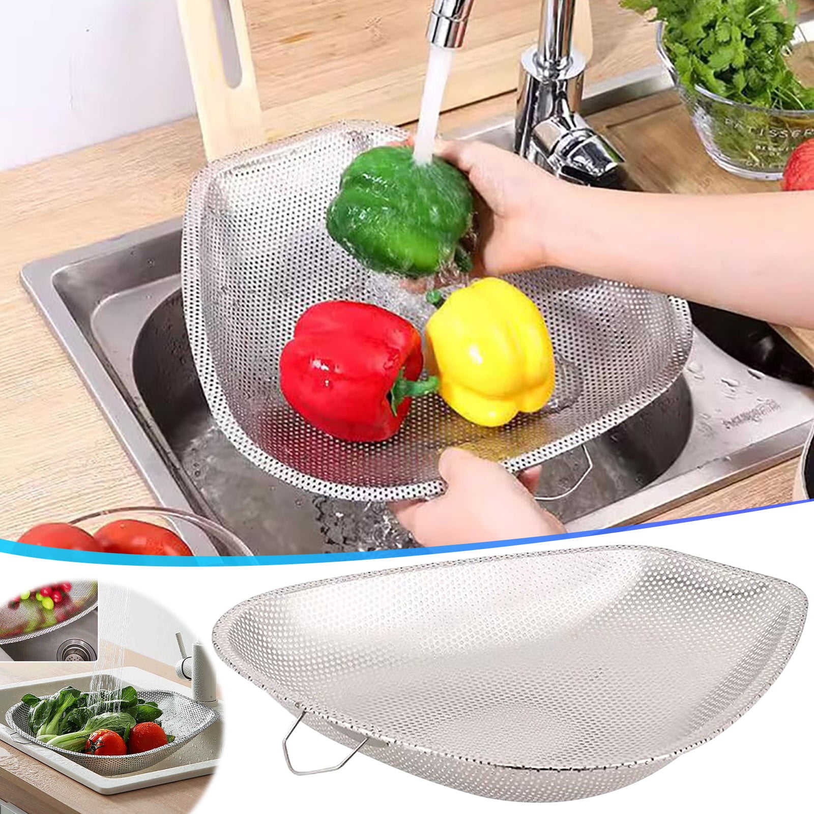 SDJMa Stainless Steel Colander with Bowl - Large Rice Washing Bowl ...