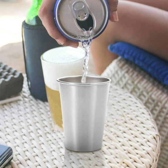 SDJMa Stainless Steel Cups, Water Beer Cups for Bar, Home, Restaurant, Unbreakable Metal Cups Drinking Glasses Camping Cup 16 Oz