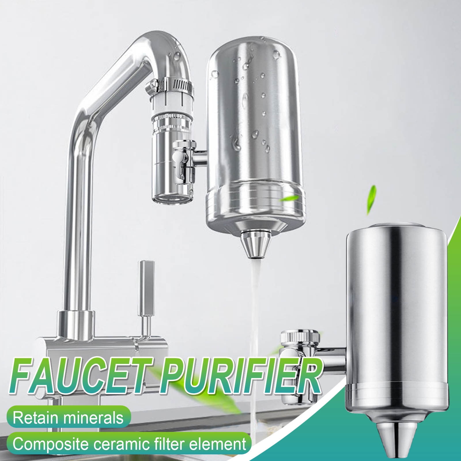 SDJMa StainlessSteel Faucet Water Filter, Faucet Mount Water Filtration System, Tap Water