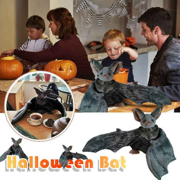 SDJMa Stuffed Animal Bat,Halloween Plush Bat Gray Doll Big Bat Plush Toy for Boy Girl Toddler Decoration (Gray Bat,13 * 28.7 inch)