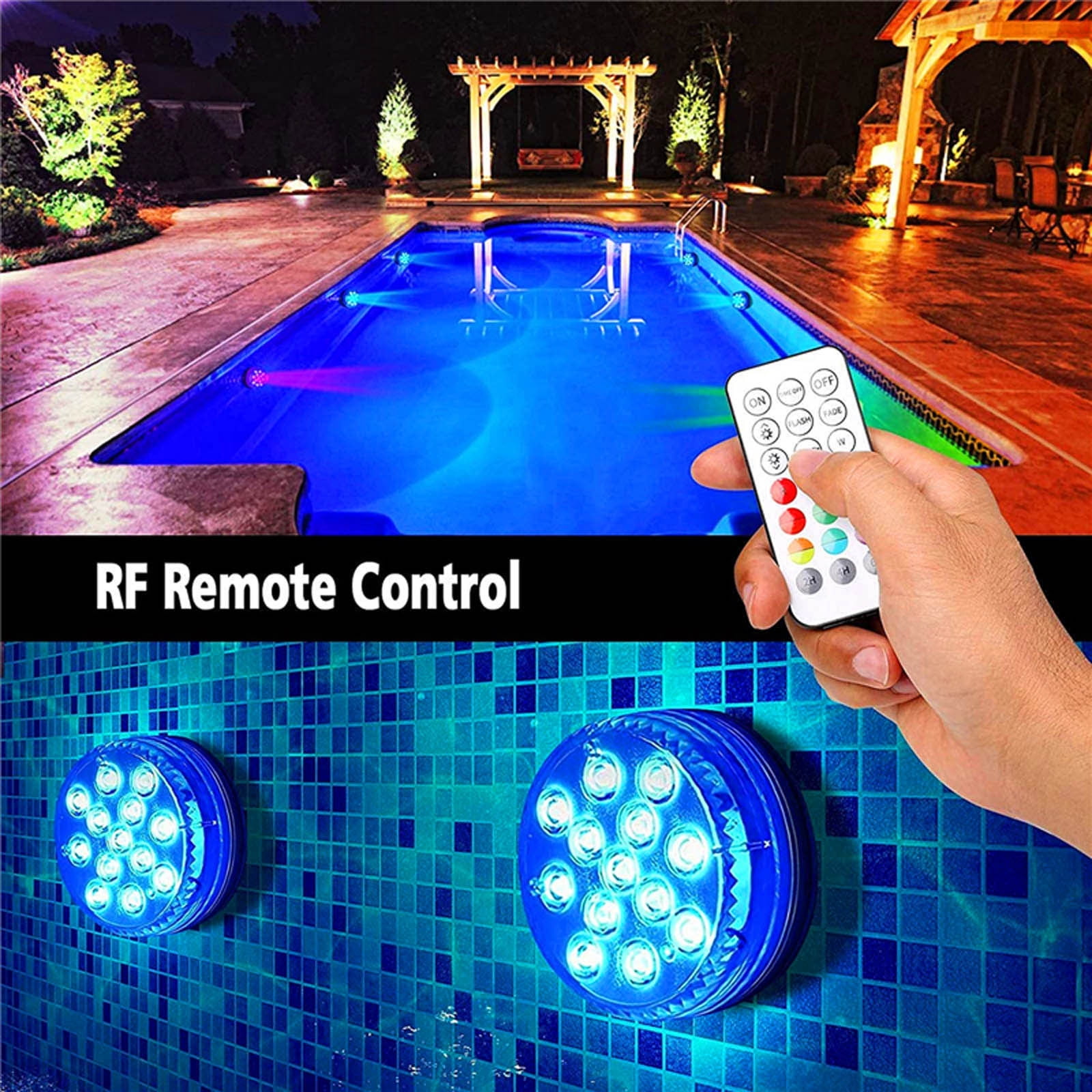 SDJMa Submersible LED Lights Remote Control Battery Powered, Multi ...