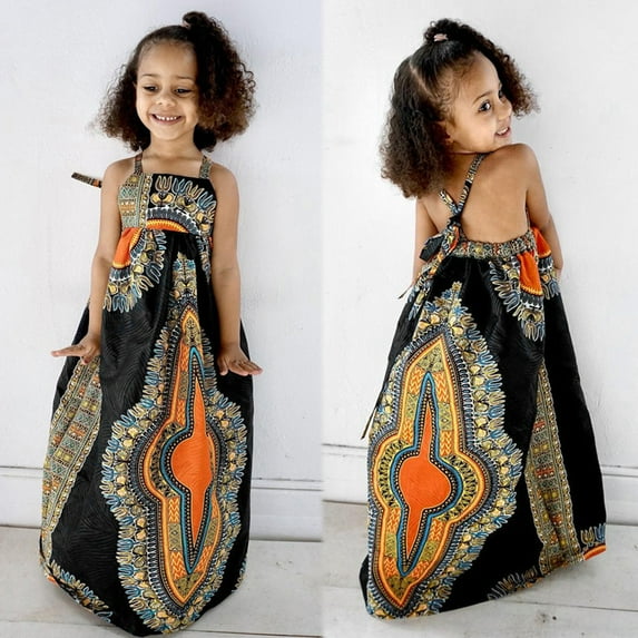 SDJMa Summer Toddler Baby Girls Sleeveless Dashiki Dress Backless Dresses