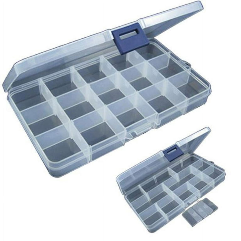 SDJMa Tackle Boxes, Plastic Box, Plastic Storage Organizer Box with  Removable Dividers - Fishing Tackle Storage - Box Organizer,15 Slots  Adjustable