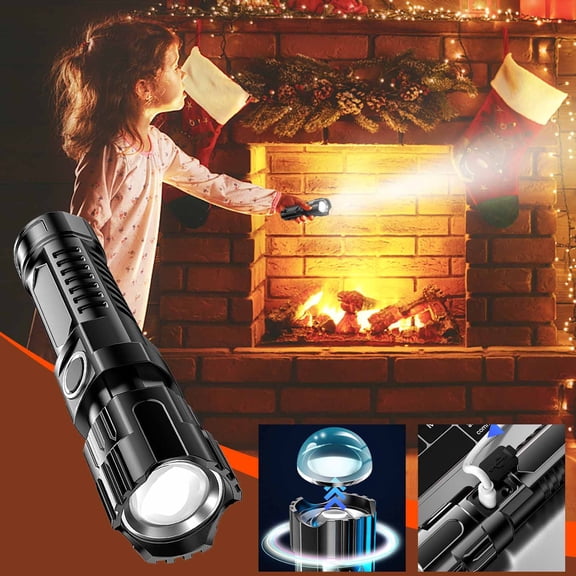 SDJMa Tactical Flashlight, Super Bright LED Mini Flashlights, Zoomable, 3 Modes, Waterproof Flashlight for Gift, Hiking, Camping, Hurricane & Power Outage