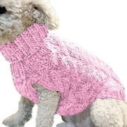 SDJMa Thermal Knitted Dog Sweater Doggy Winter Coat Pet Clothes Doggie Turtleneck Jacket Puppy Outfits Cat Sweatsuit(Hot Pink)