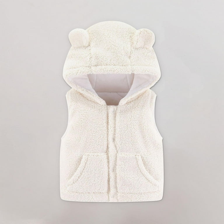 SDJMa Toddler Baby Boys Girls Fleece Sherpa Hooded Vest Fuzzy