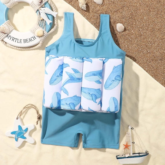 SDJMa Toddler Swimsuit with Removable Buoyancy Summer Kids Floating Swimwear 6M-4Y Baby Boys Girls Swimsuit Swimsuit Learn to Swim Training Vest