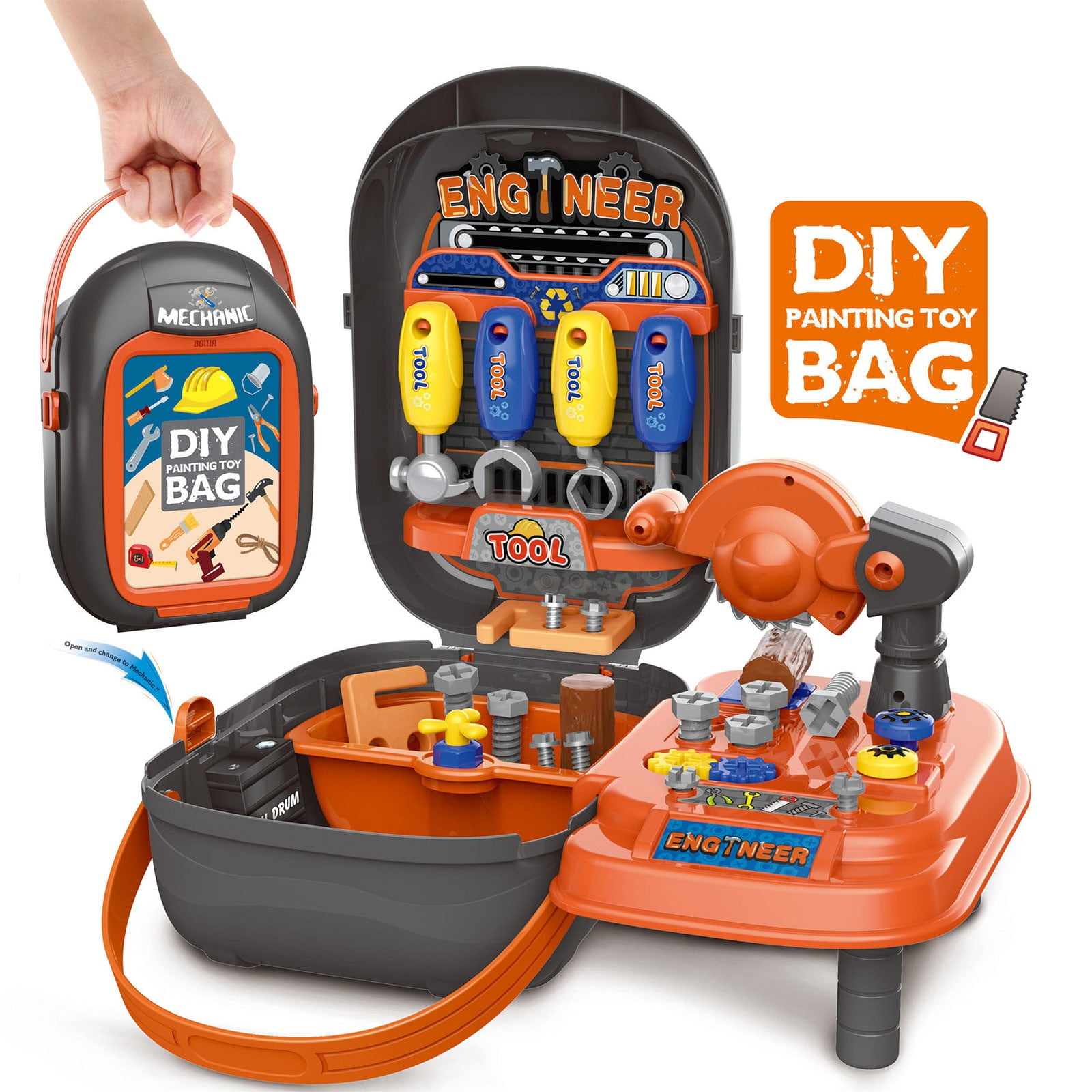 SDJMa Toy Engineer Kit for Kids Pretend Play Engineer Playset Role