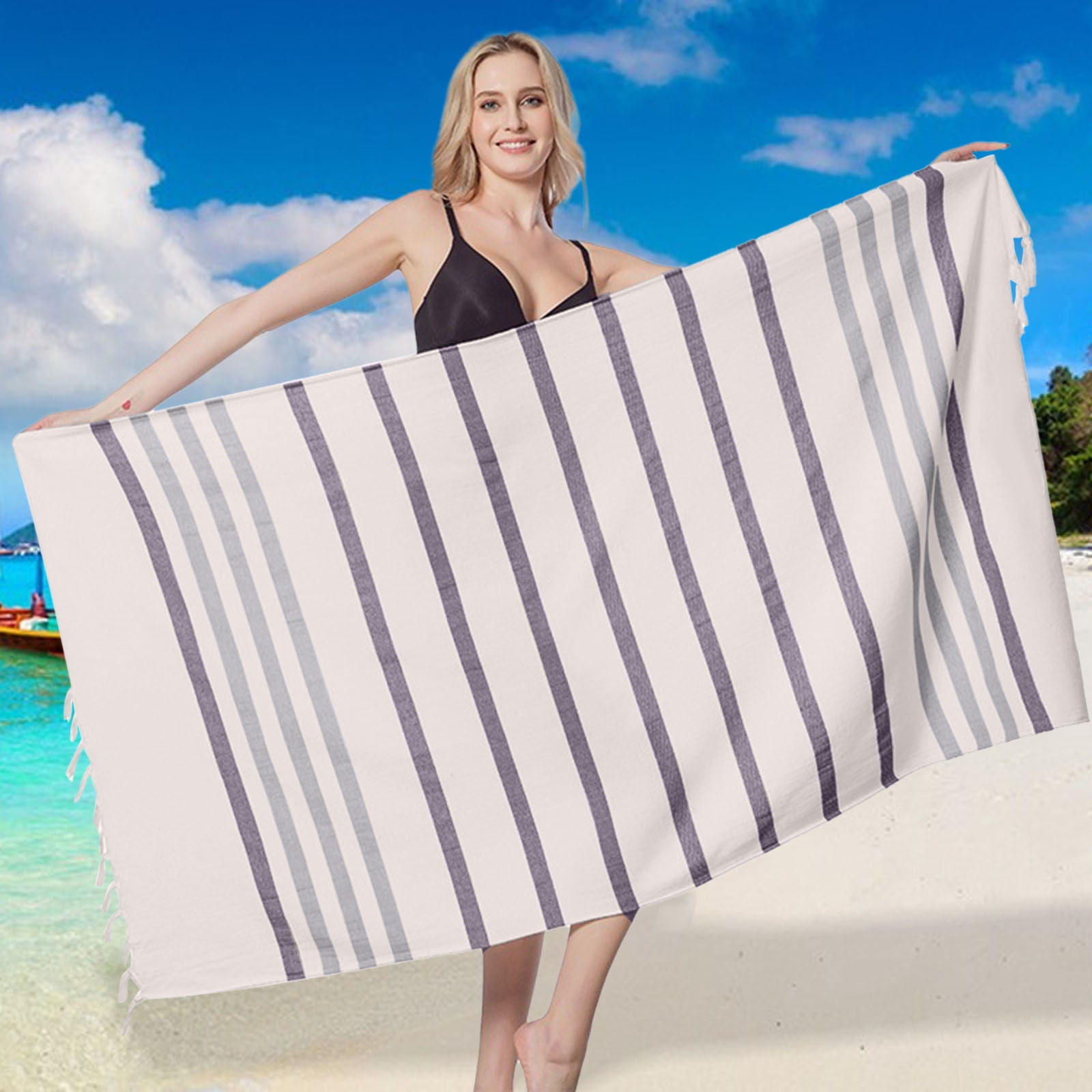 PadishahHome Turkish Beach Towel Oversized 39x71 Set of 6 | 100% Cotton  Turkish Bath Towels Sand Free Quick Dry Towel Extra Large Pool Towels